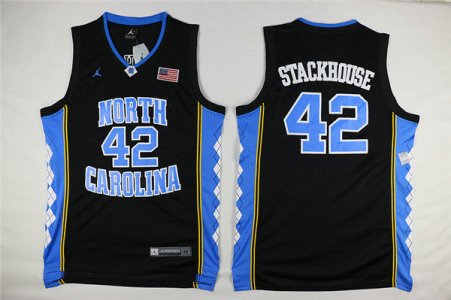 Maillot De Basket NCAA North Carolina University Jerry Stackhouse 42 Noir